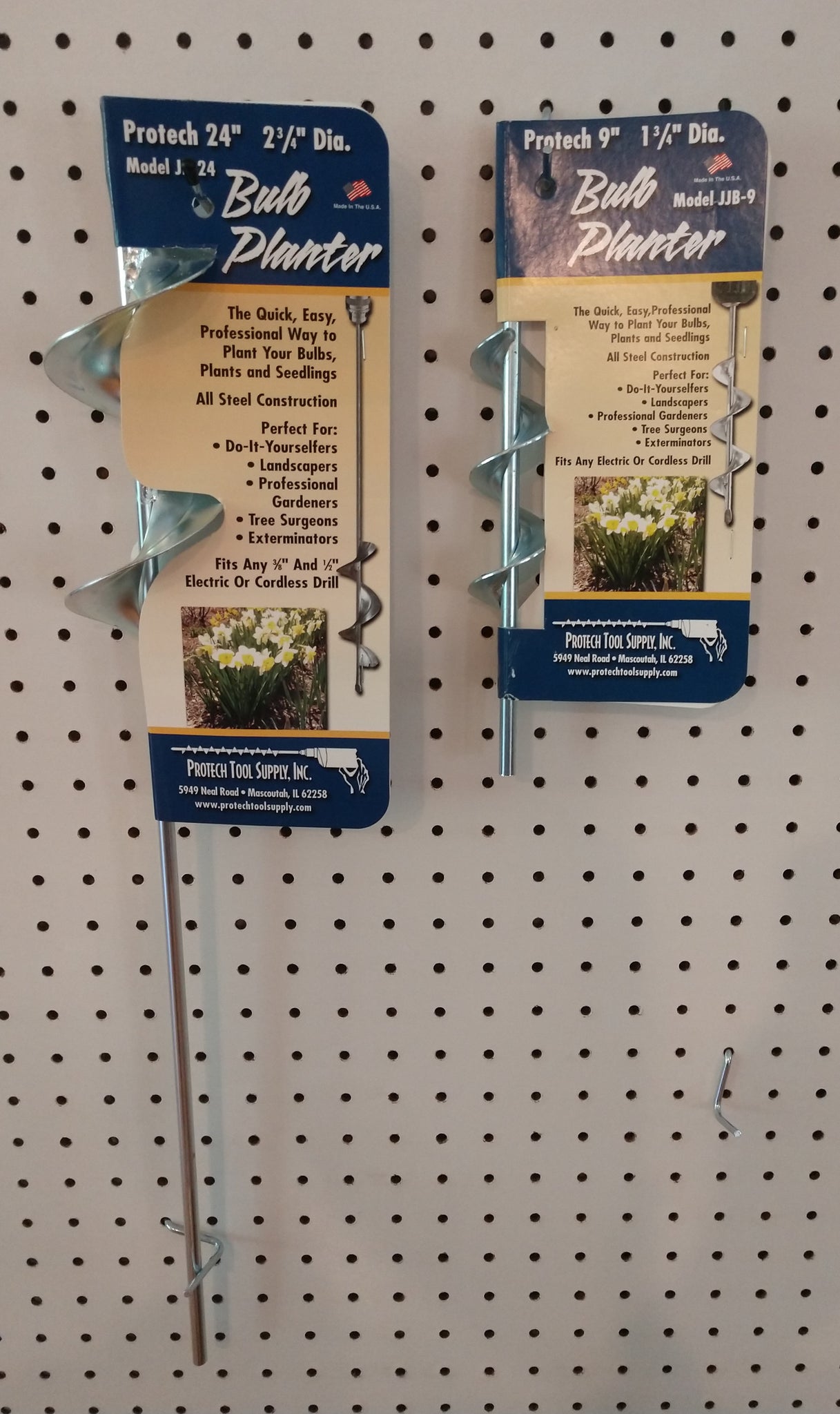 These bulb planters will allow you to plant bulbs from 1 3/4" - 2 3/4" bulbs.